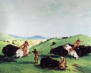 George Catlin Buffalo Chase on the Upper Missouri oil painting reproduction